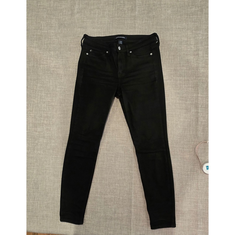 Calvin Klein Jeans Womens 10x30 Black Skinny Denim Mid Rise Solid Stretch Pants